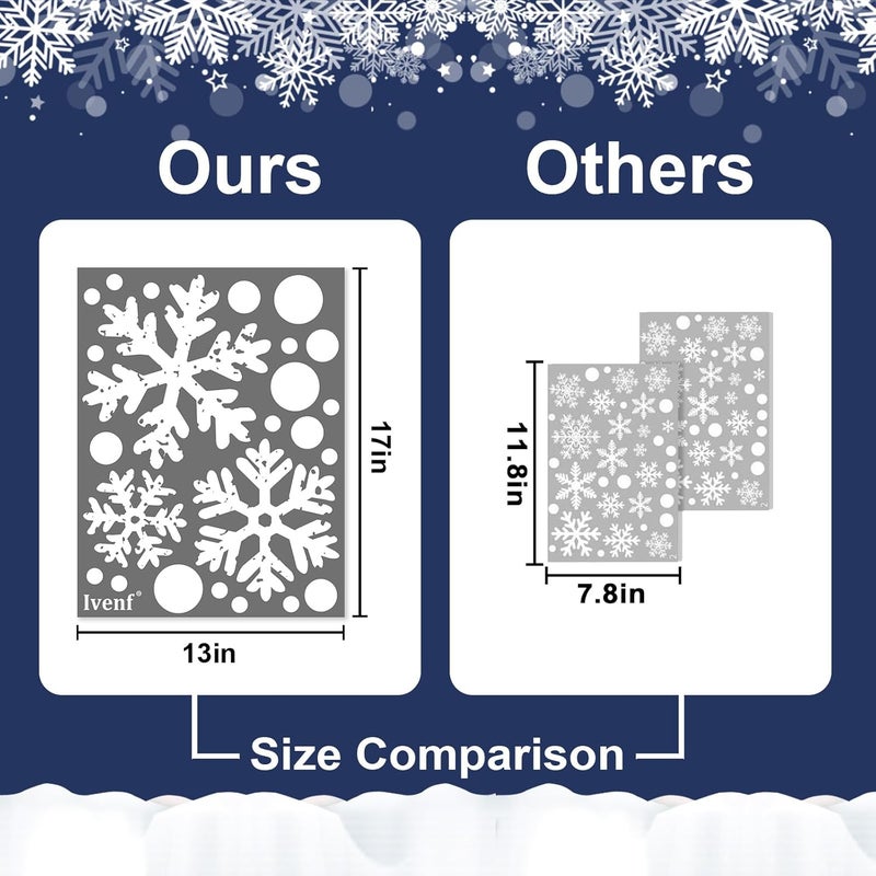 Ivenf Christmas Decorations Indoor Decor: 8 Sheets Extra Large White Snowflake Christmas Window Clings, Farmhouse Rustic Xmas Snowflake Decorations for Kids Home School Office Winter Holiday Party - Image 4